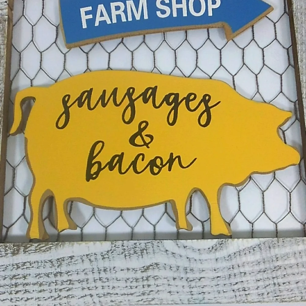 Hanging Welcome Sign Farmhouse Decor Farm Shop Pig Breakfast